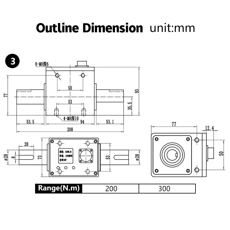 Rotary Torque Sensor Motor Speed Power Measuring Instrument Transducer Build-in OLED Display Force Dynamic Torsion Test English