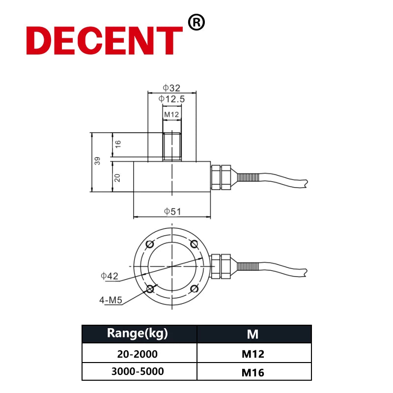 High Force Sensor Accuracy 5t Miniature Compression Load Cell