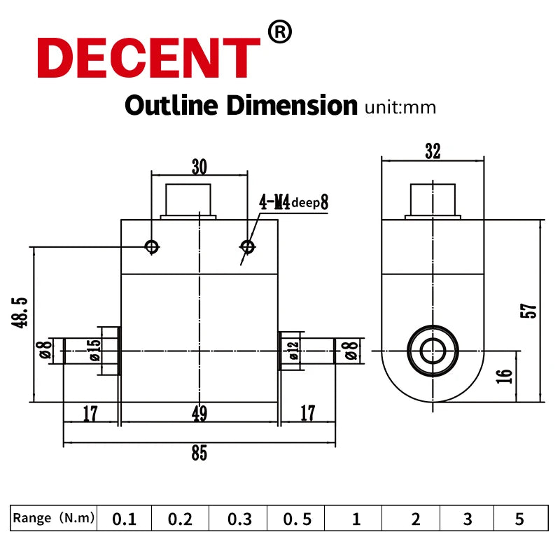 1Nm 2Nm 3Nm 5Nm 10Nm Torque Force Load Cell Rotary Dynamic Torsion Transducer Shaft Torque Meter Sensor