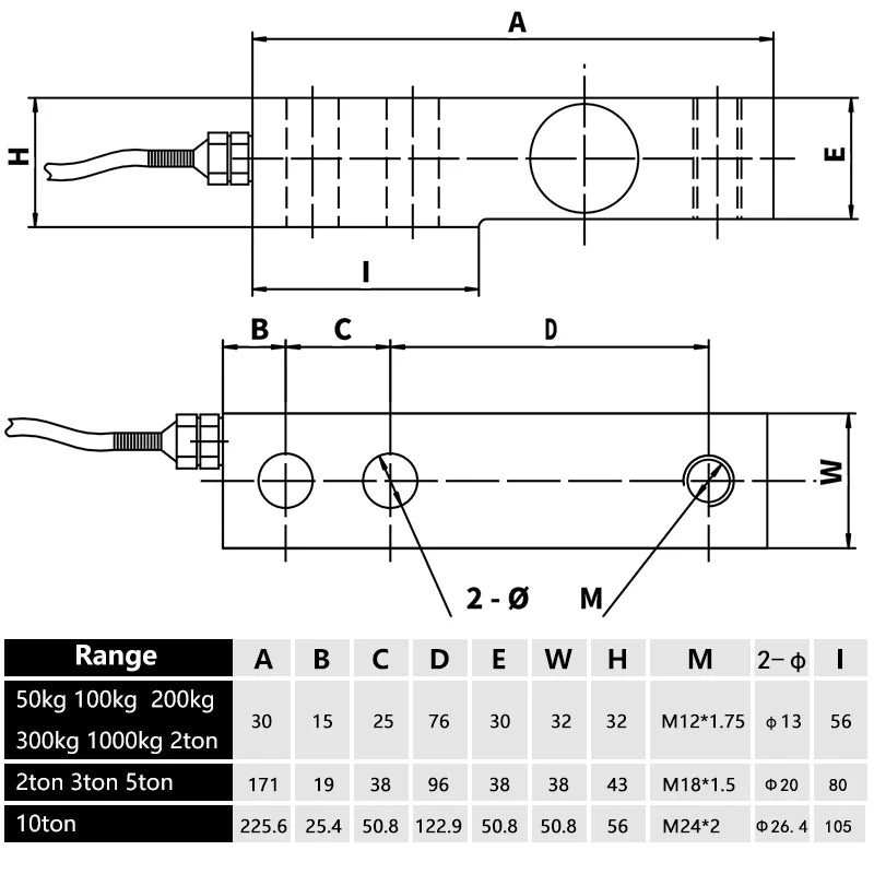 Cantileve Scale Weighing Sensor 50KG 1Ton 3T 5T 10T Shear Beam Load Cell Force Measurement Alloy Steel Electronic Platform Rail