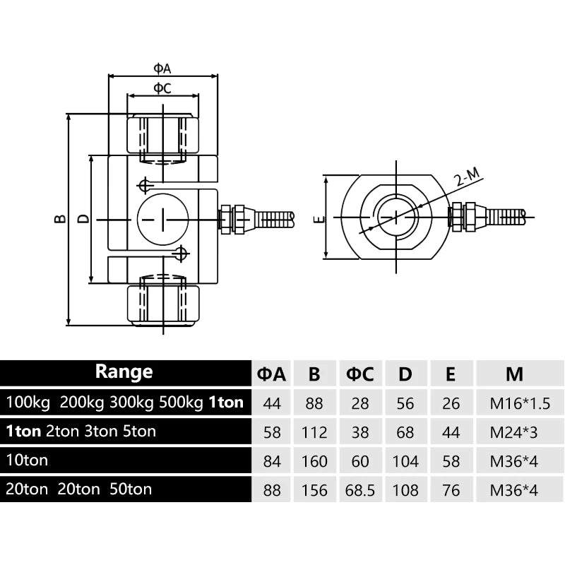 1000kg 200kg 5t 10t 20t High Precision S-type Tension Pressure Force Sensor Weighing Scale Column Load Cell