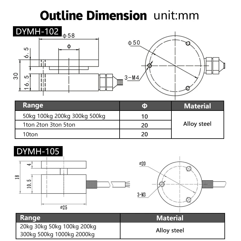 Tension Sensor Compression Flat Diaphragm Type Force Load Cell 50kg 100KG 5T 10ton Gravity Mini Transducer