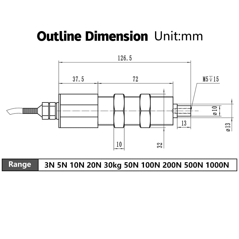 1000N Torque Sensor Load Cell Pull Measuring 50/100N Cable Tension Transducer