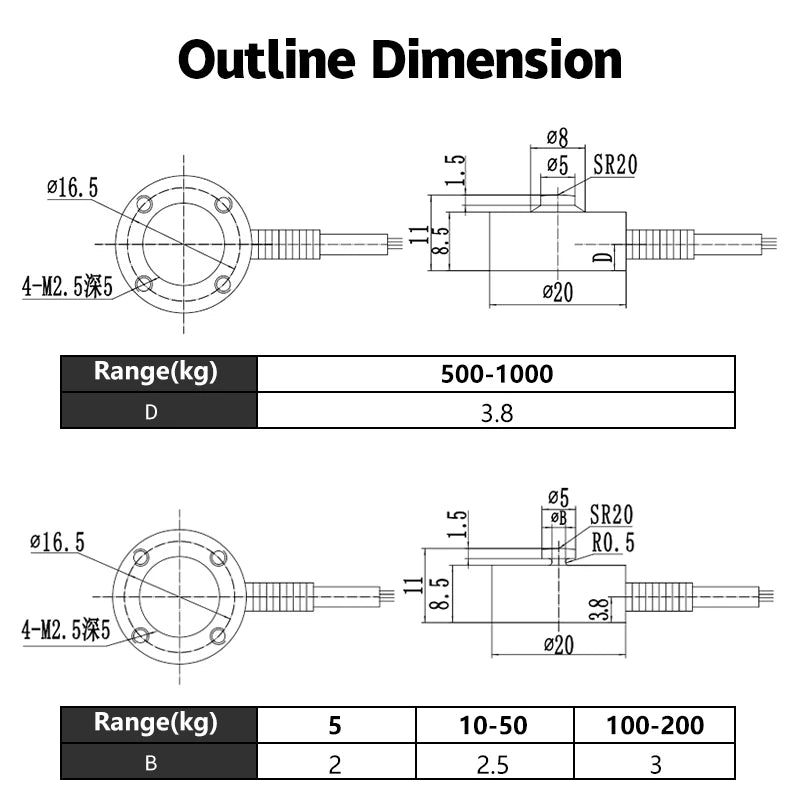 10mm Diameter High-Precision Manipulator Tactile Miniature Forcetest Compression Force Sensor Small Space Micro Load Cell